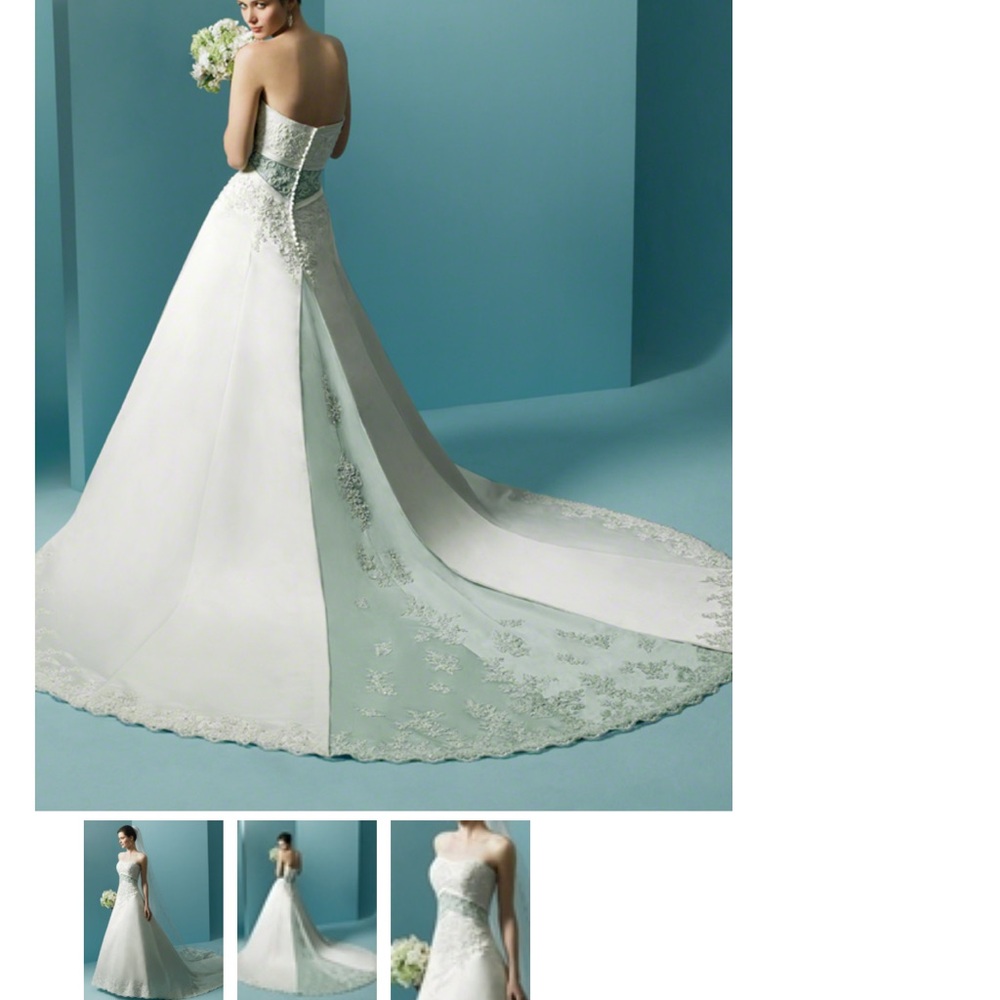 Alfred Angelo 1708 wedding dress with celadon details! Size 24W